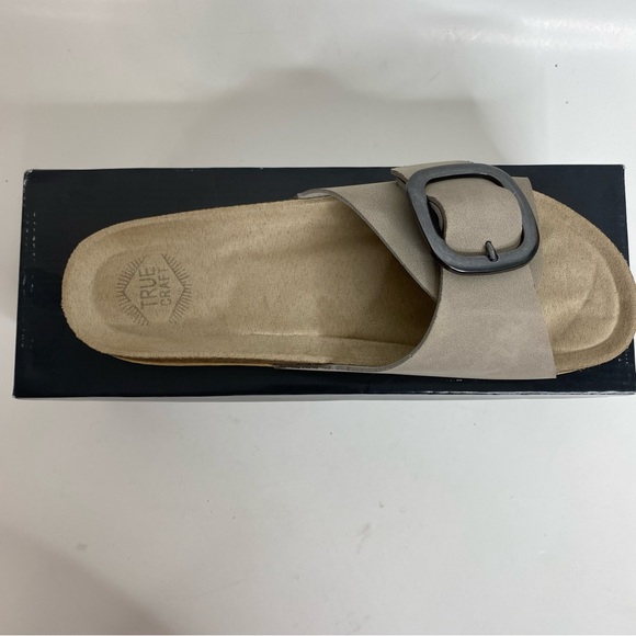 True Craft Taupe Suede Slip On Sandals - Picture 9 of 10